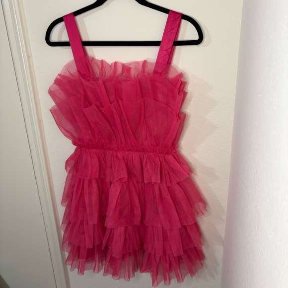 Storia Pink Tulle Ruffle Mini Dress - Picture 4 of 13
